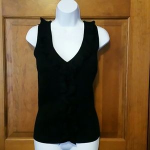 INC sleeveless top - black with ruffles.
